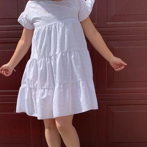 pretty little thing white smock dress